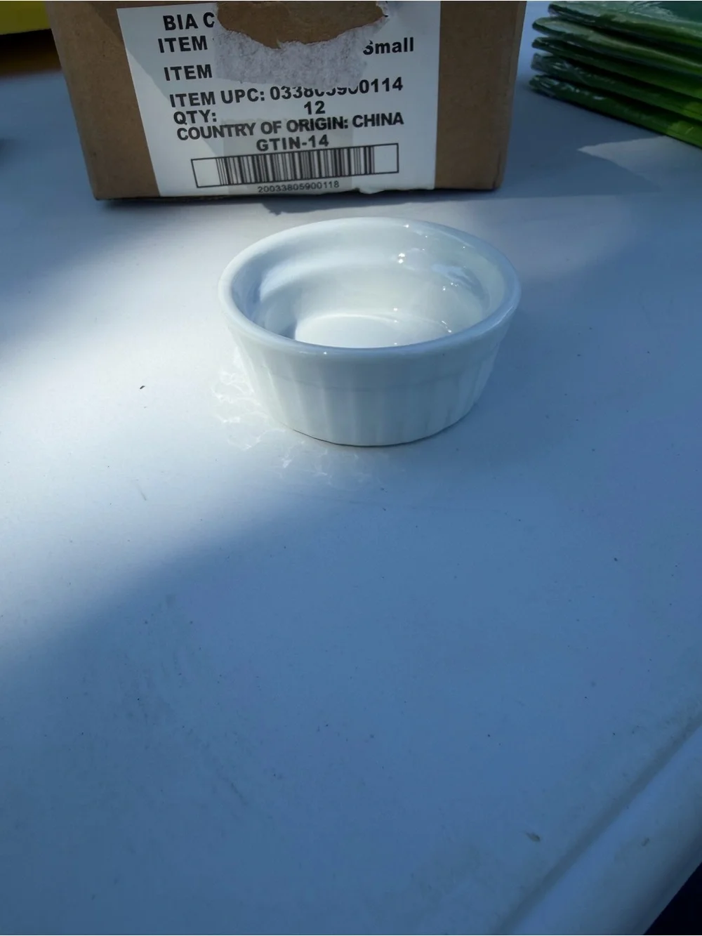 Crate & Barrel White Ceramic Ramekin Set - Classic Fluted Design